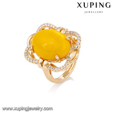 Anillo de dedo de las piedras preciosas artificiales de la joyería plateada oro de 14753 xuping jewelry graceful18k para la señora